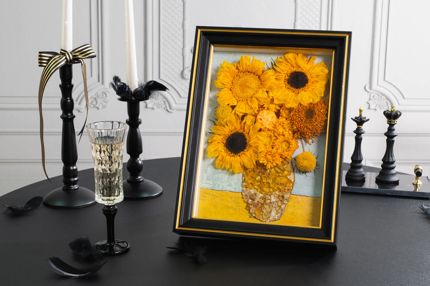 Eternal Sunflower Masterpiece™ - Gold Frame Crystal Art