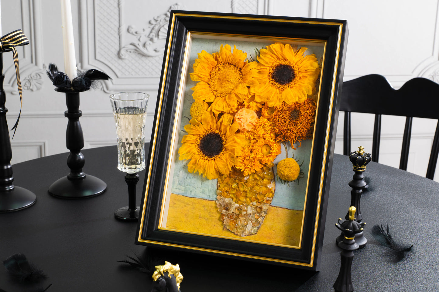 Eternal Sunflower Masterpiece™ - Gold Frame Crystal Art