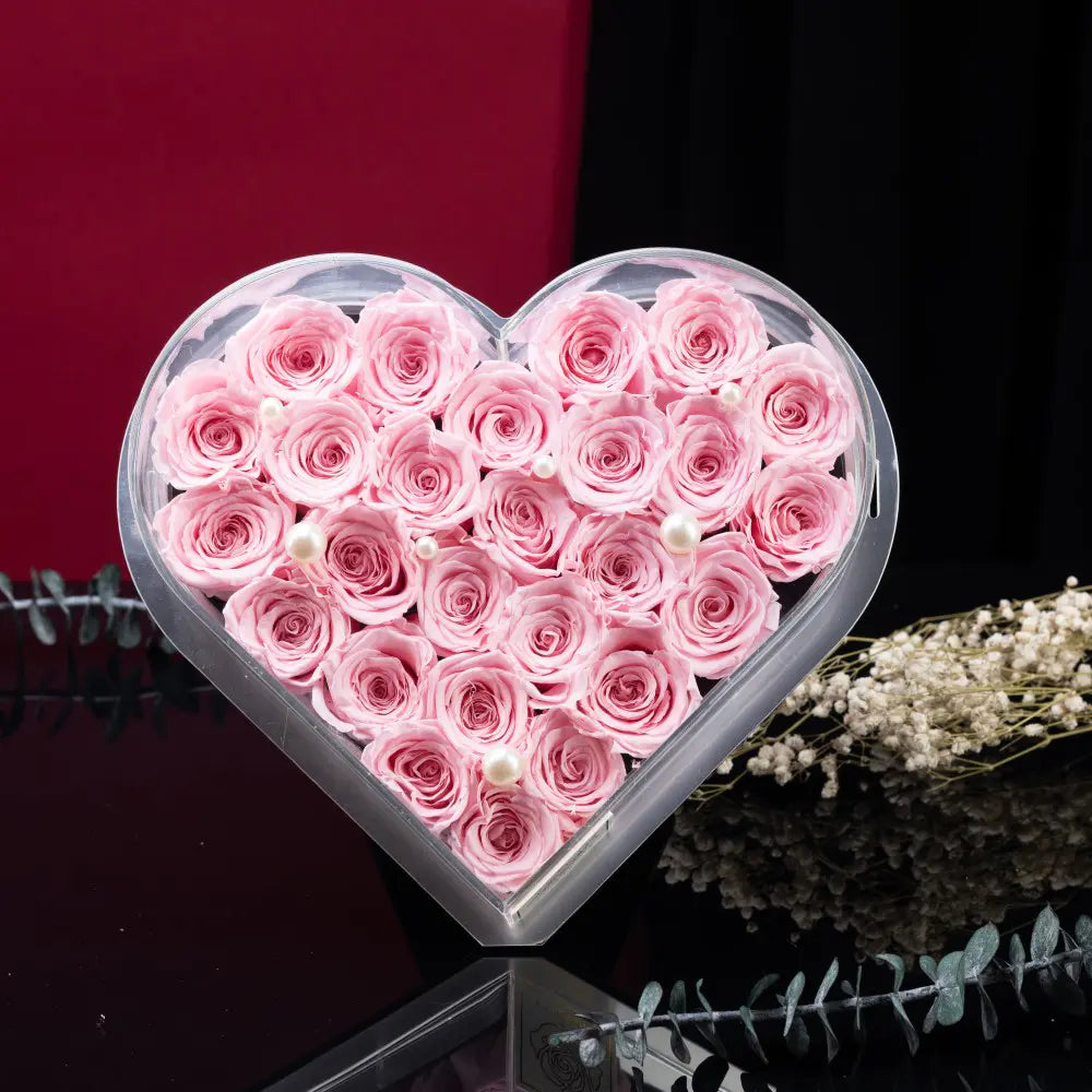 Acrylic Heart-Shaped Eternal Flower Box,20250507-11
