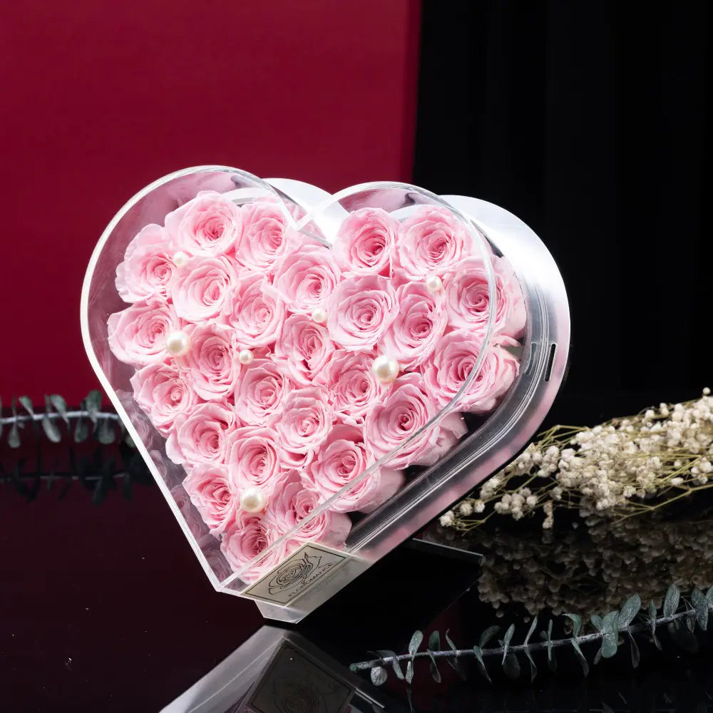 Acrylic Heart-Shaped Eternal Flower Box,20250507-12