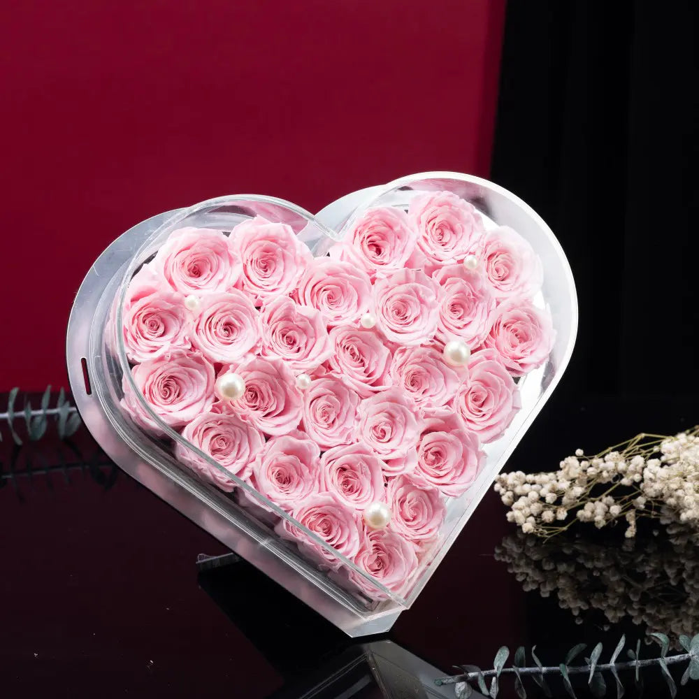 Acrylic Heart-Shaped Eternal Flower Box,20250507-13