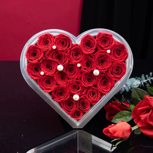 Acrylic Heart-Shaped Eternal Flower Box,20250507-15