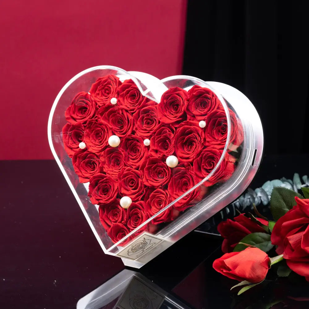 Acrylic Heart-Shaped Eternal Flower Box,20250507-16