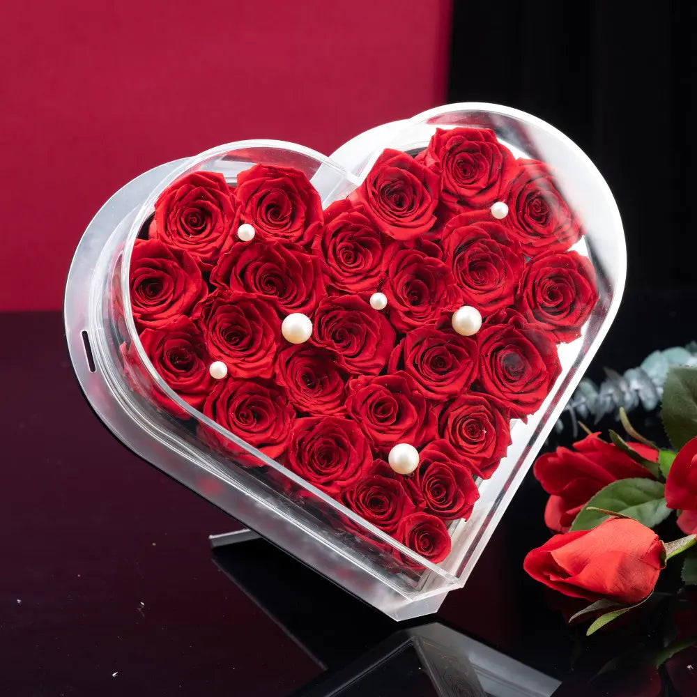 Acrylic Heart-Shaped Eternal Flower Box,20250507-17