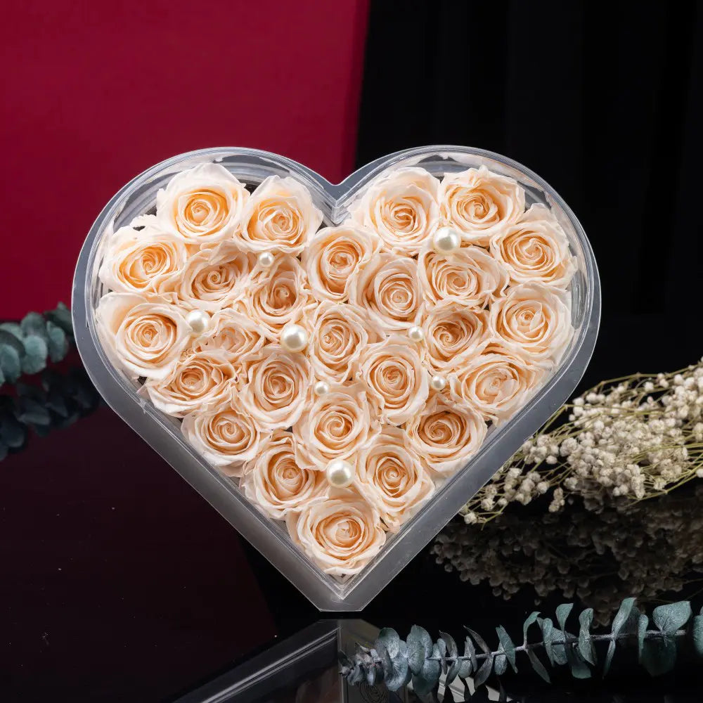 Acrylic Heart-Shaped Eternal Flower Box,20250507-19