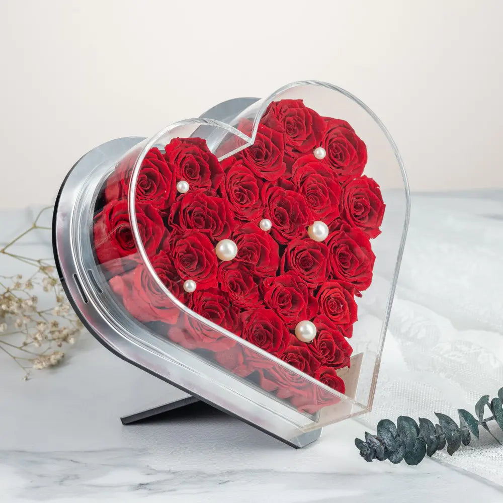 Acrylic Heart-Shaped Eternal Flower Box,20250507-3