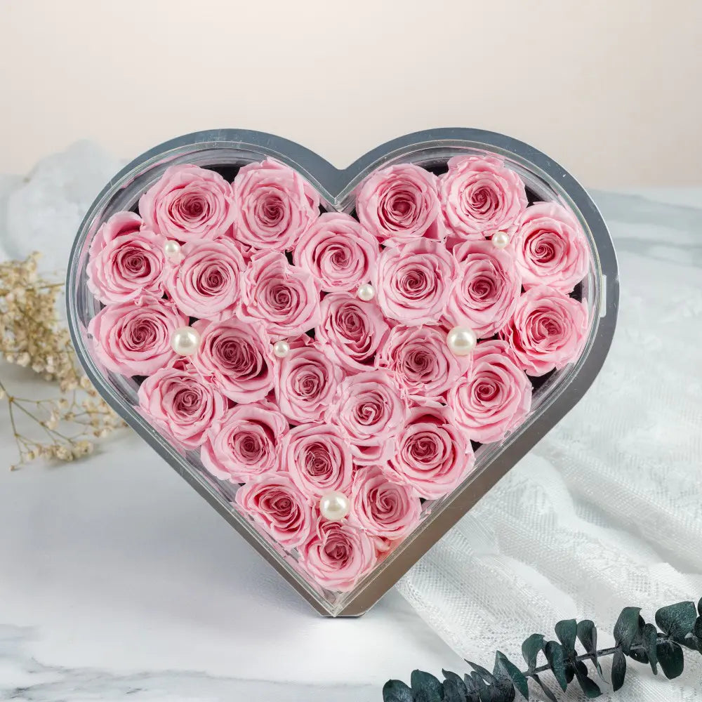 Acrylic Heart-Shaped Eternal Flower Box,20250507-4