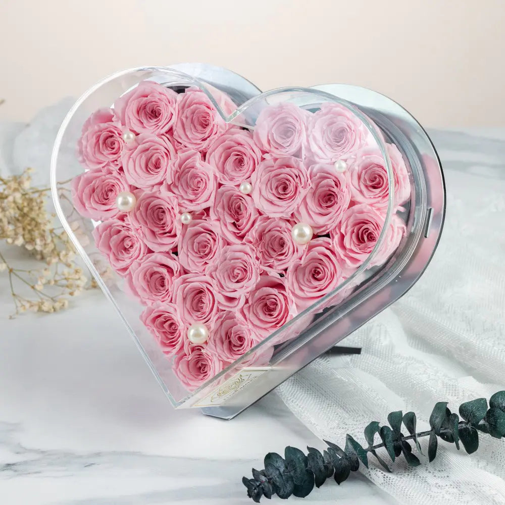 Acrylic Heart-Shaped Eternal Flower Box,20250507-5