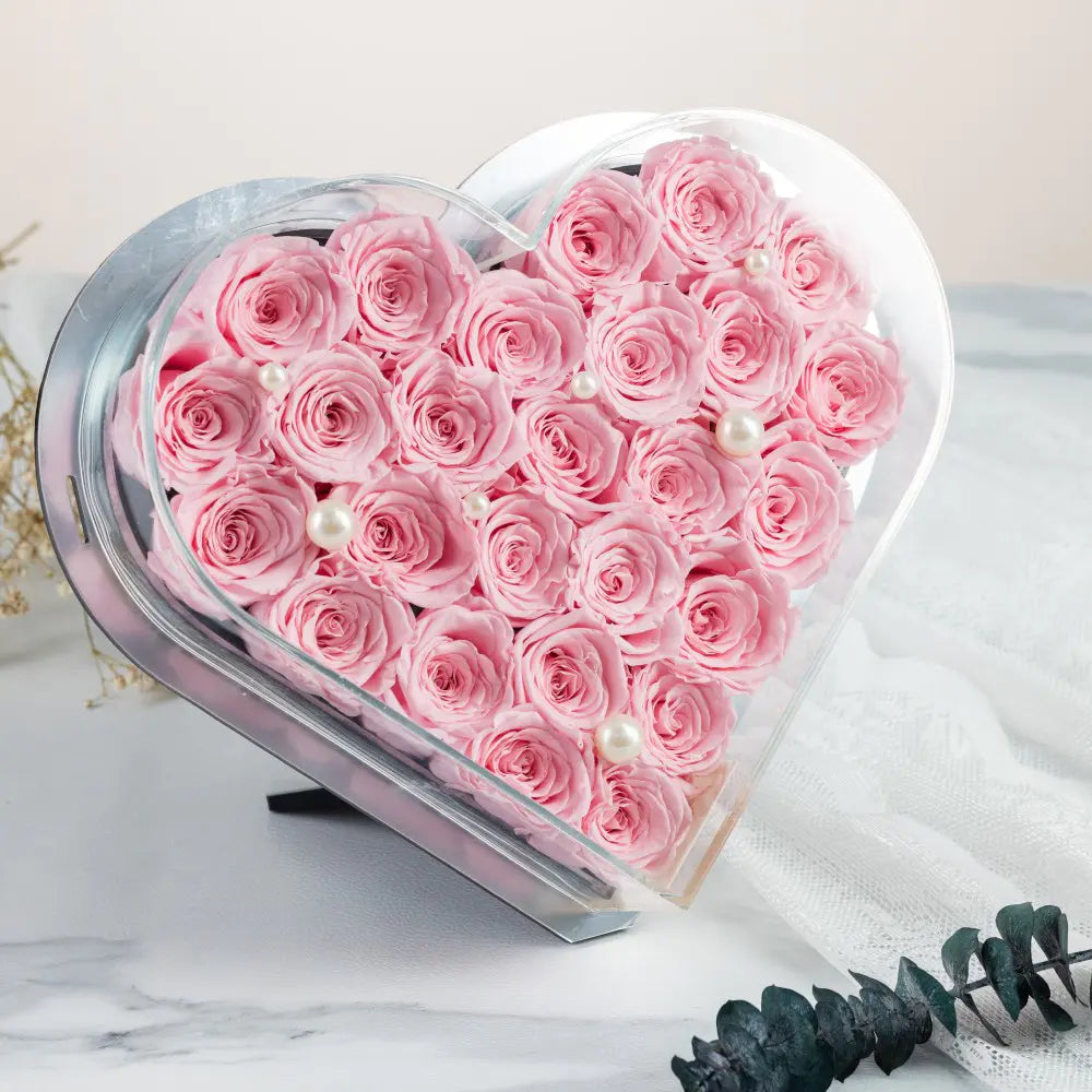 Acrylic Heart-Shaped Eternal Flower Box,20250507-6