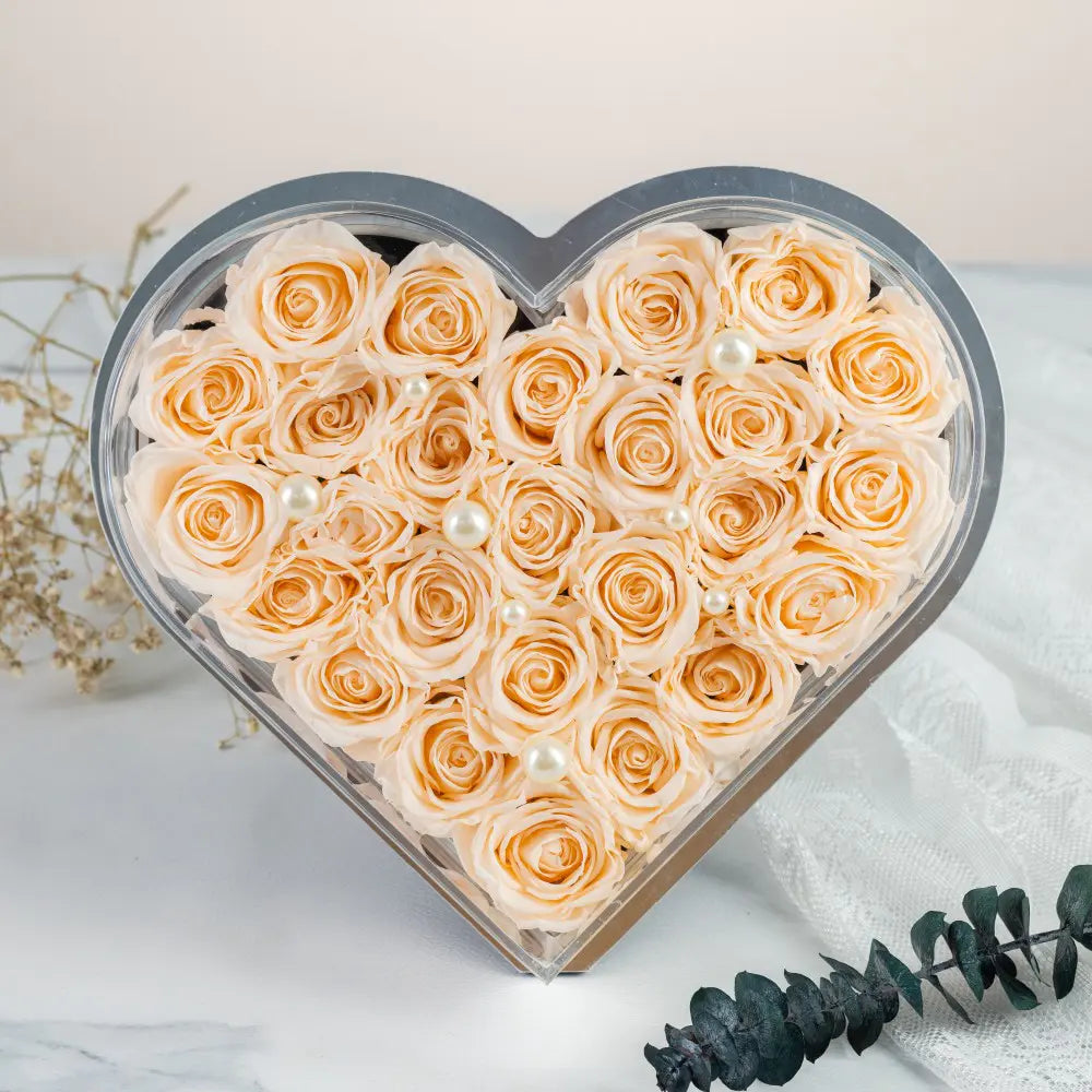Acrylic Heart-Shaped Eternal Flower Box,20250507-7