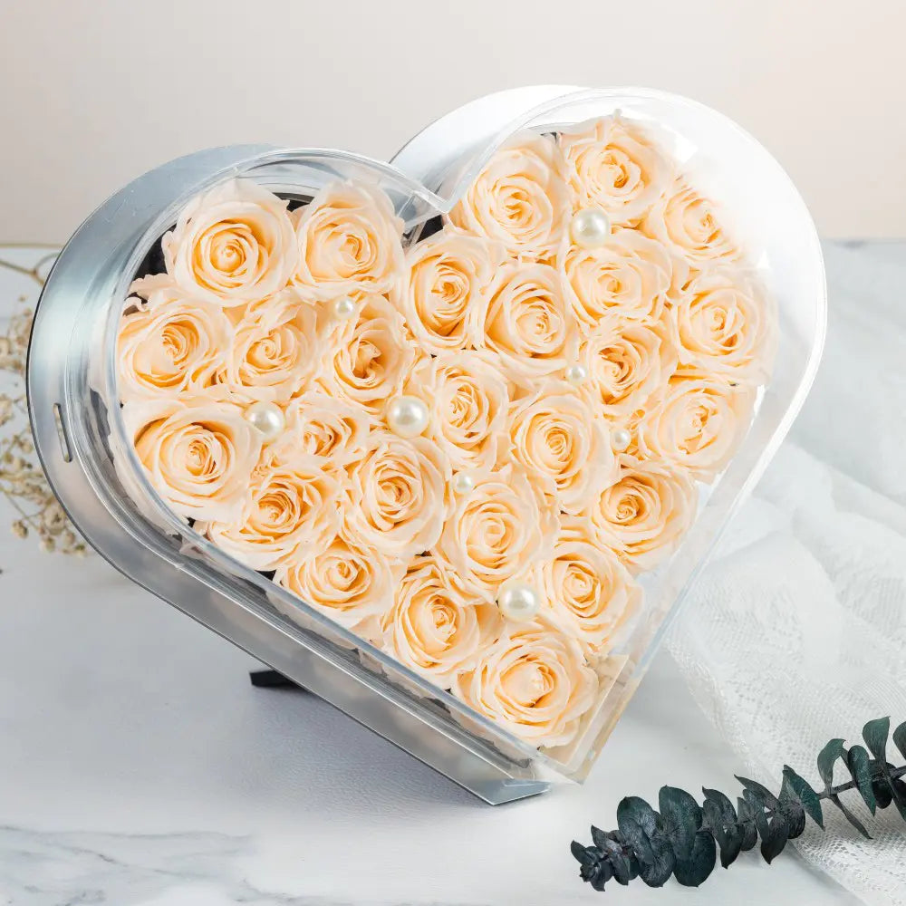 Acrylic Heart-Shaped Eternal Flower Box,20250507-8