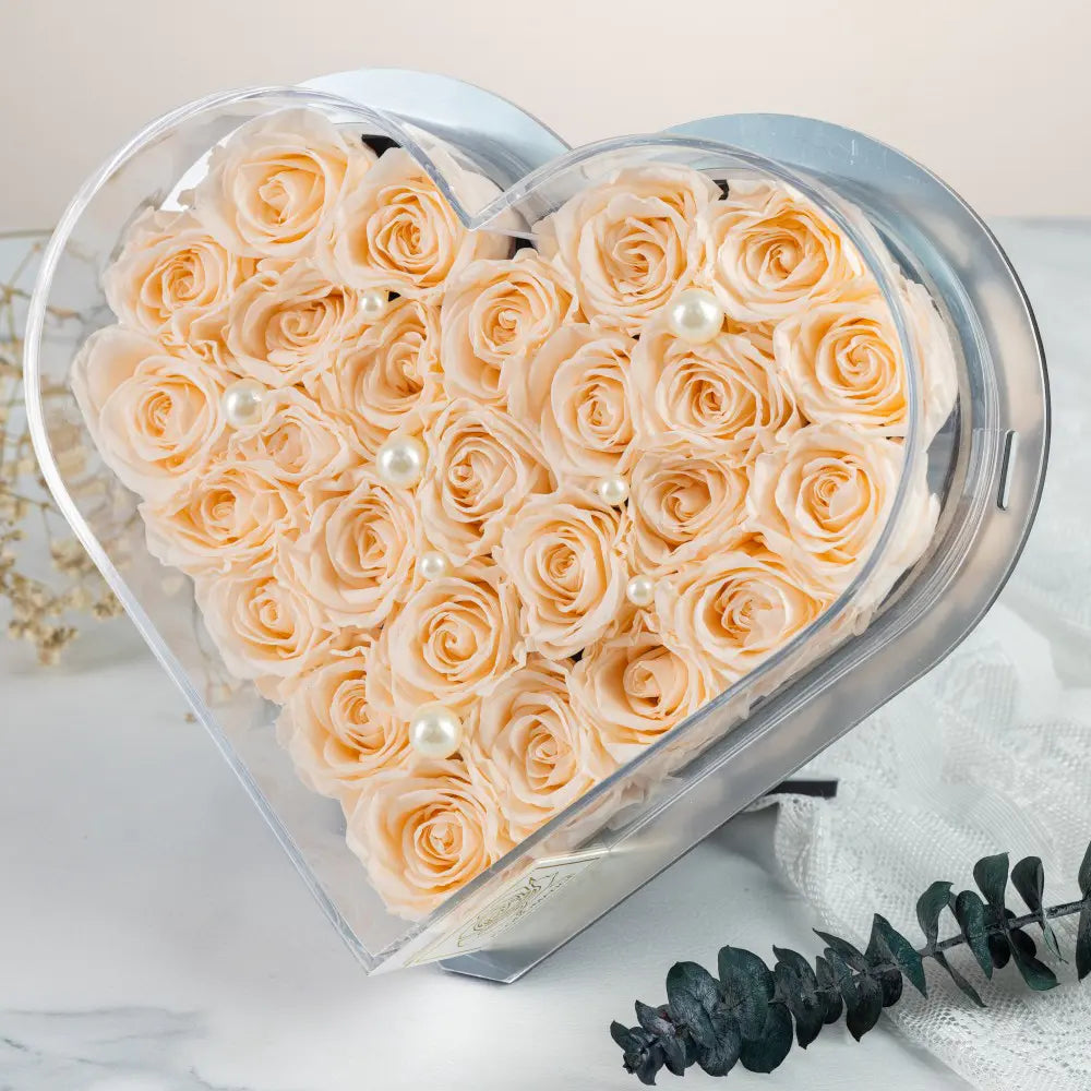 Acrylic Heart-Shaped Eternal Flower Box,20250507-9