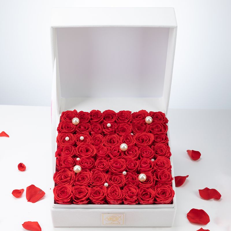 Bespoke Forever Roses | Large Square White Gift Box