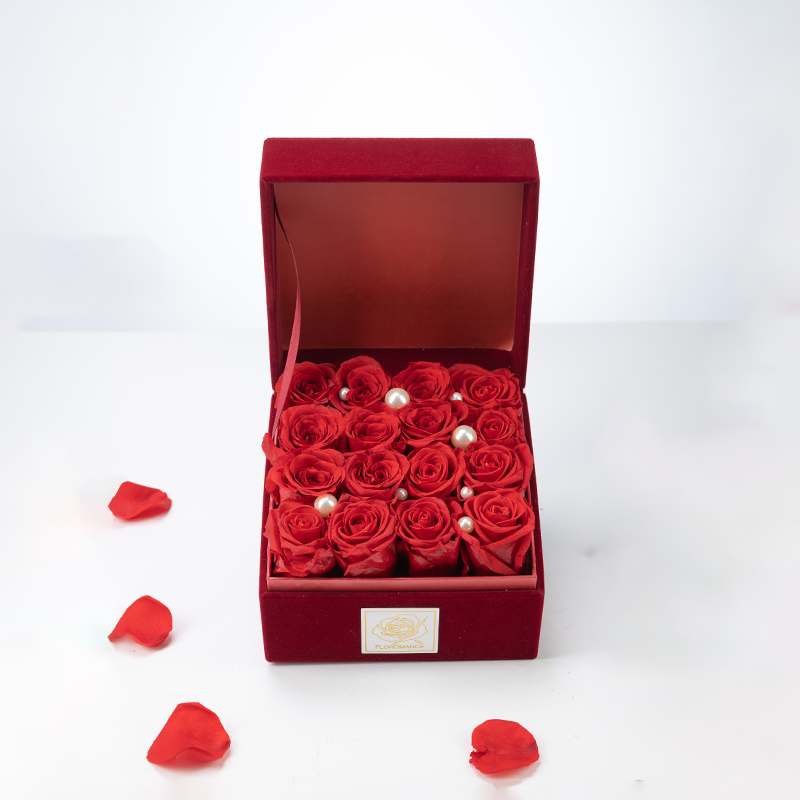 Bespoke Forever Roses | Small Square Burgundy Gift Box