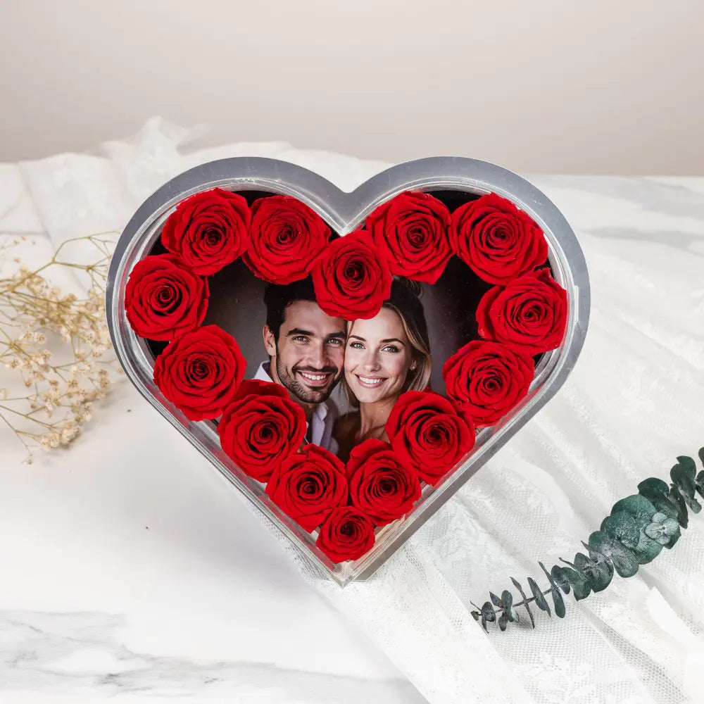 Heart-Shaped Forever Flower Photo Frame,20250506-1