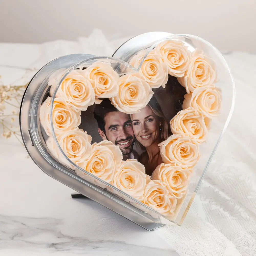 Heart-Shaped Forever Flower Photo Frame,20250506-11