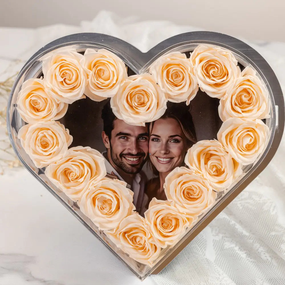 Heart-Shaped Forever Flower Photo Frame,20250506-12