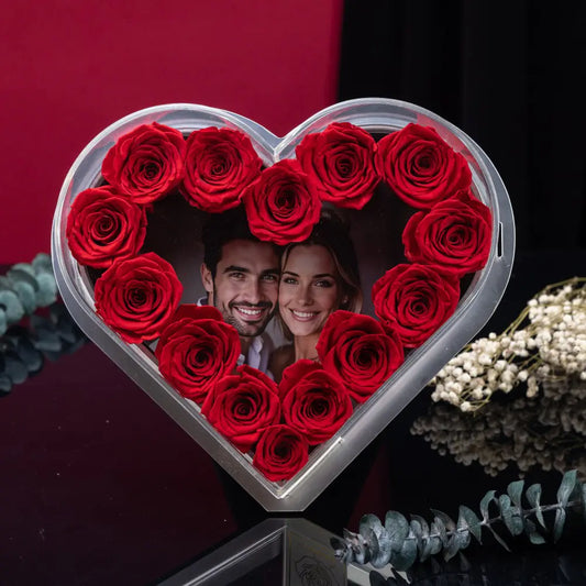 Heart-Shaped Forever Flower Photo Frame,20250506-13