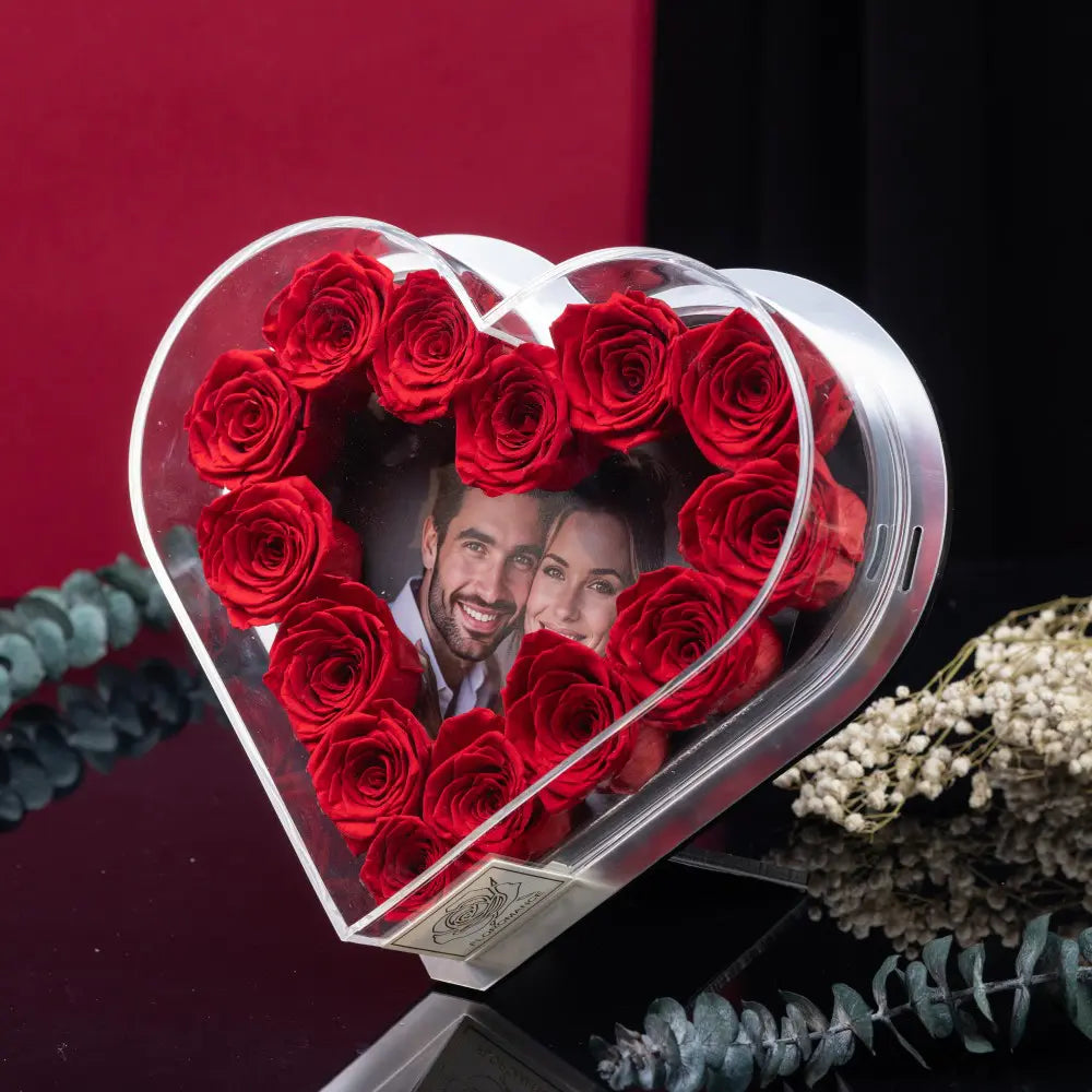 Heart-Shaped Forever Flower Photo Frame,20250506-14