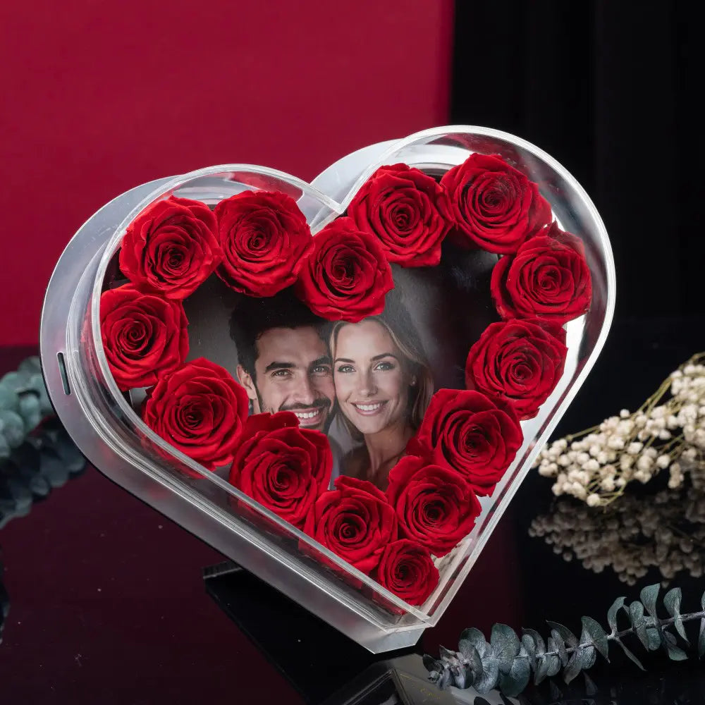 Heart-Shaped Forever Flower Photo Frame,20250506-15