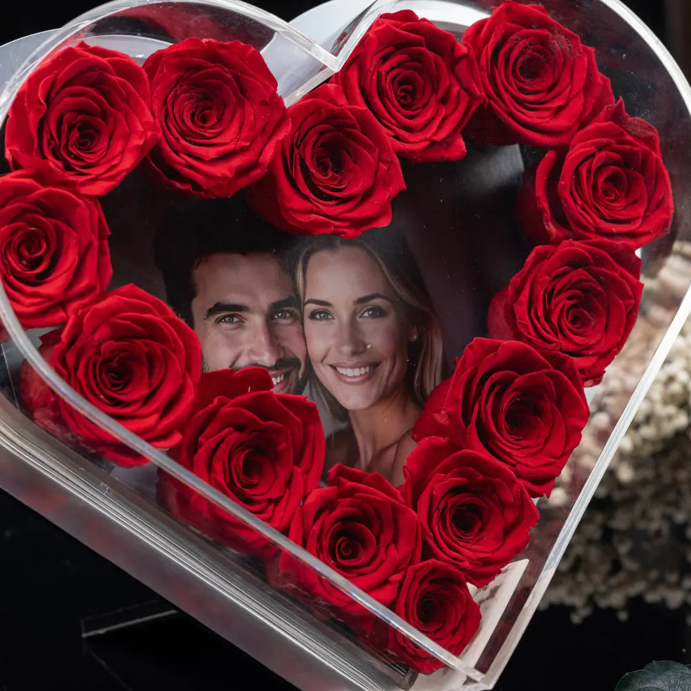 Heart-Shaped Forever Flower Photo Frame,20250506-16