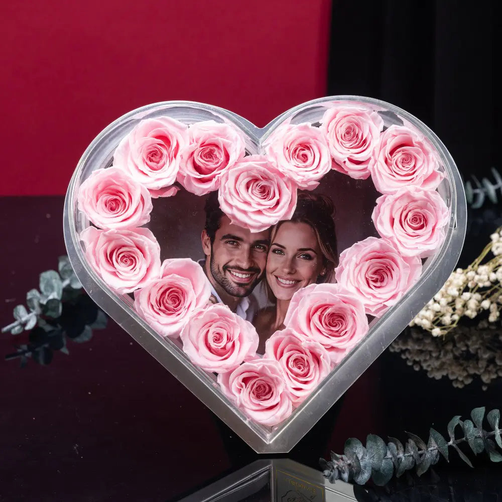 Heart-Shaped Forever Flower Photo Frame,20250506-17