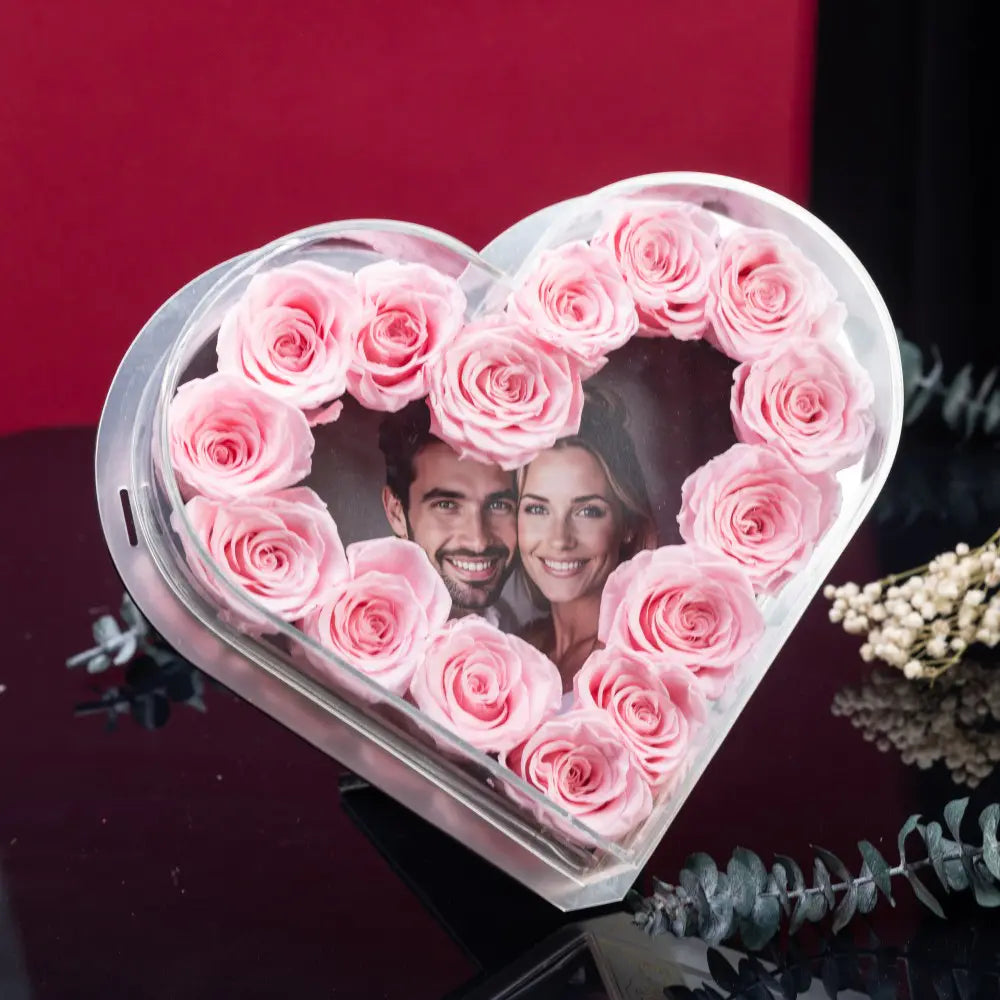 Heart-Shaped Forever Flower Photo Frame,20250506-19