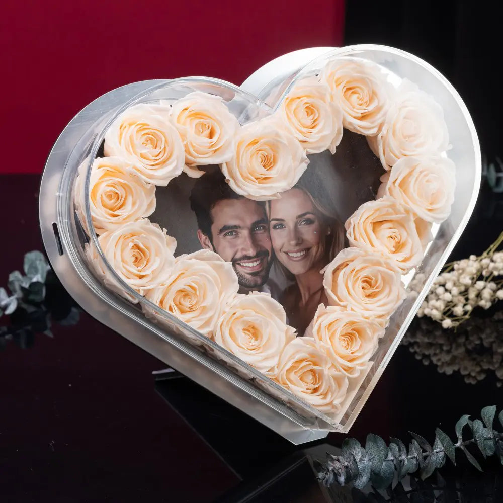 Heart-Shaped Forever Flower Photo Frame,20250506-21
