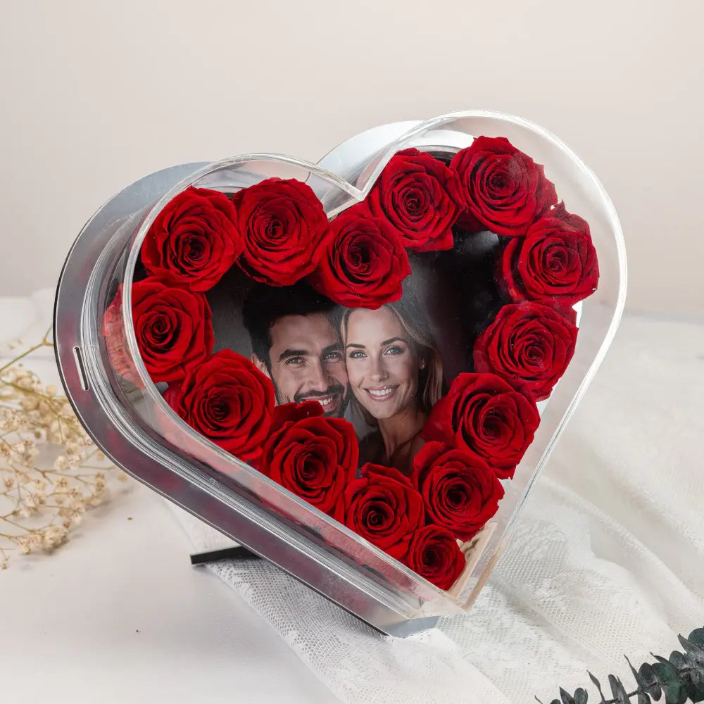 Heart-Shaped Forever Flower Photo Frame,20250506-3