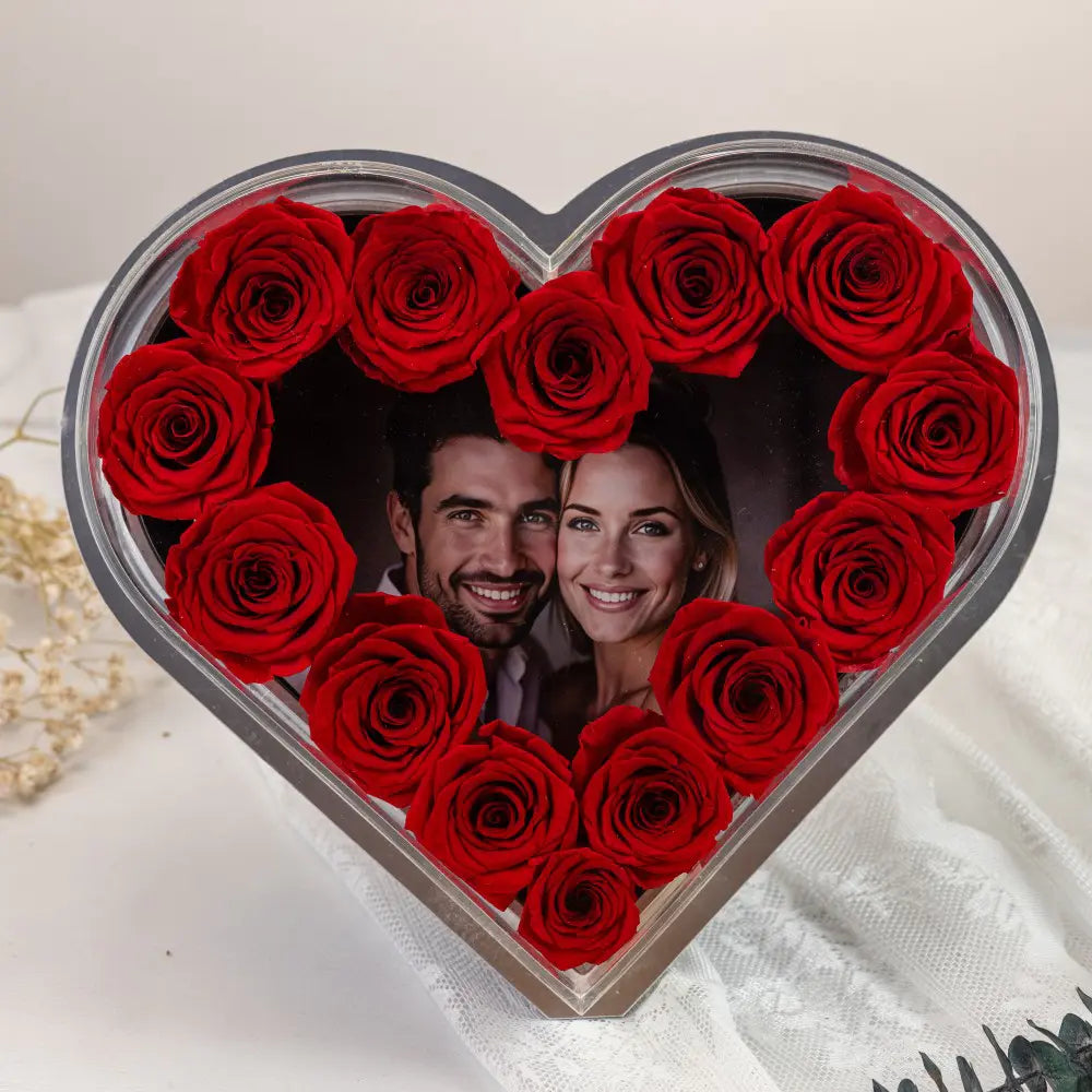 Heart-Shaped Forever Flower Photo Frame,20250506-4