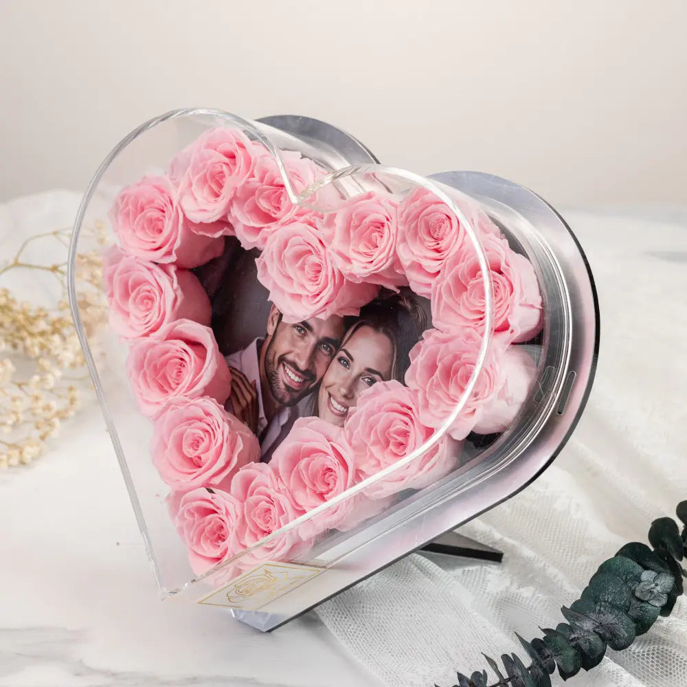 Heart-Shaped Forever Flower Photo Frame,20250506-7