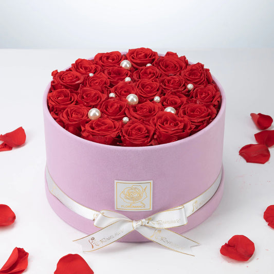 Large Round Pink Gift Box | Bespoke Forever Roses
