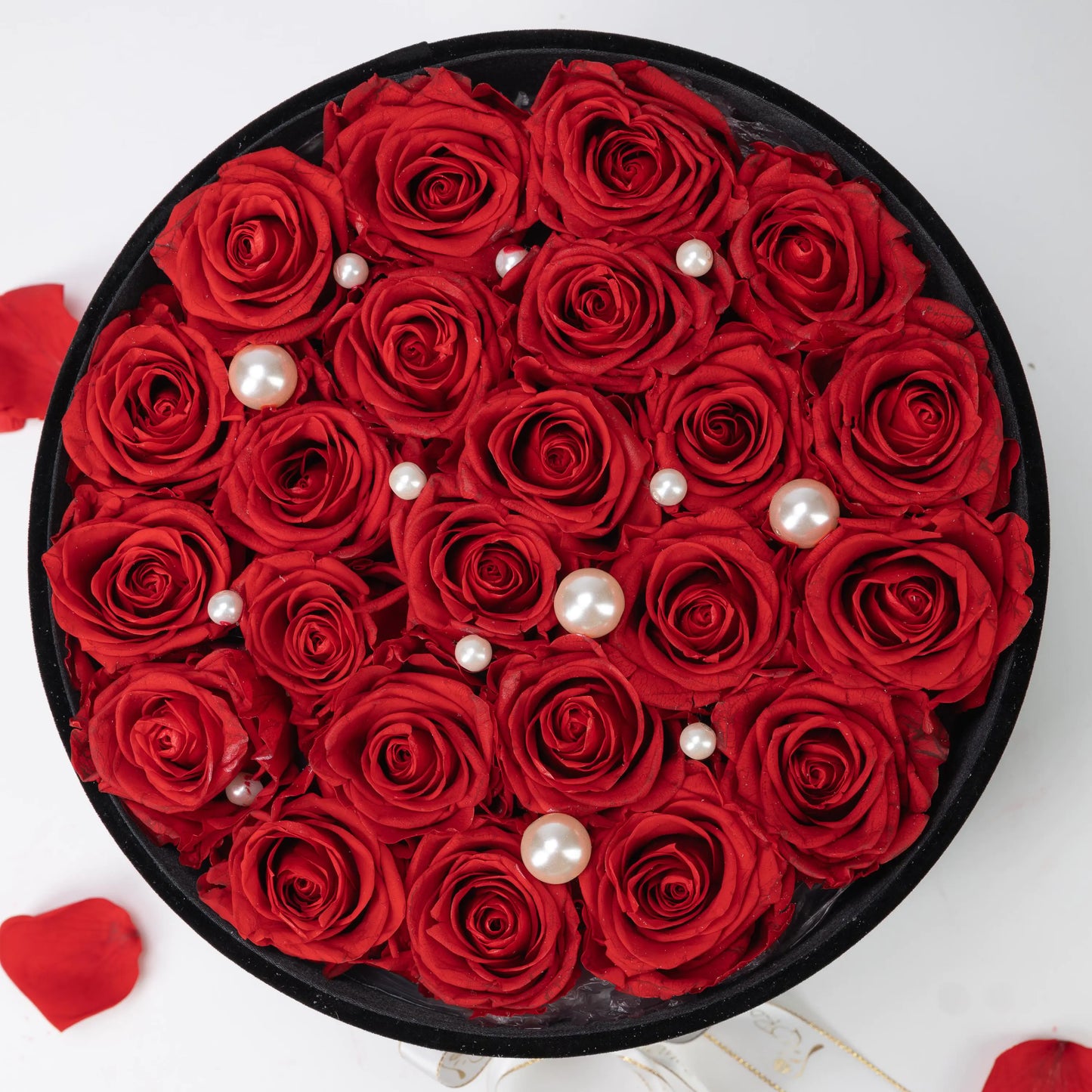 Bespoke Red Roses in Medium Round Black Gift Box