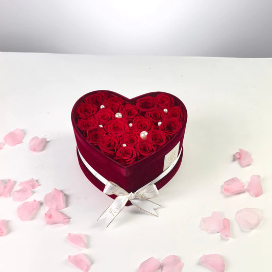 Floromance Bespoke Red Roses | Medium Heart Burgundy Gift Box
