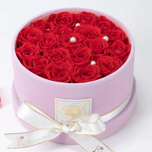 Floromance Bespoke Red Roses | Small Round Pink Gift Box