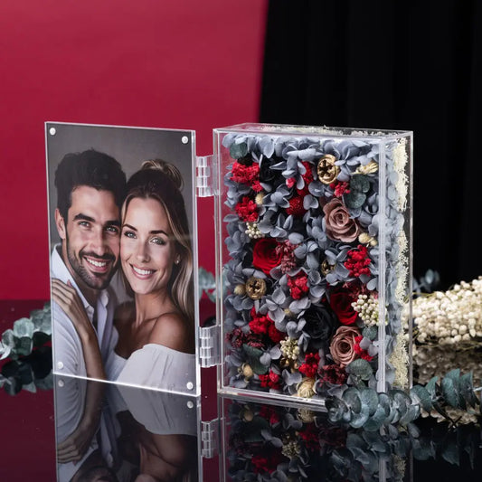 Personalized Photo Permanent Flower Acrylic Folding Frame,20250506-2