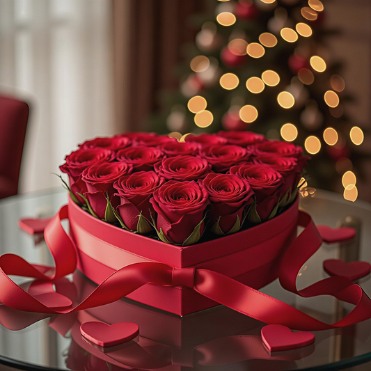 Heart-Shaped Rose Gift Box with Eternal Red Roses at Floromance