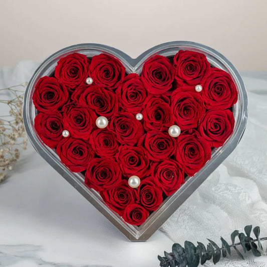 Acrylic Heart-Shaped Eternal Flower Box，20250507-1