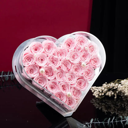 Acrylic Heart-Shaped Eternal Flower Box，20250507-13