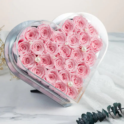 Acrylic Heart-Shaped Eternal Flower Box，20250507-6