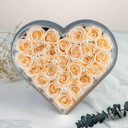 Acrylic Heart-Shaped Eternal Flower Box，20250507-7