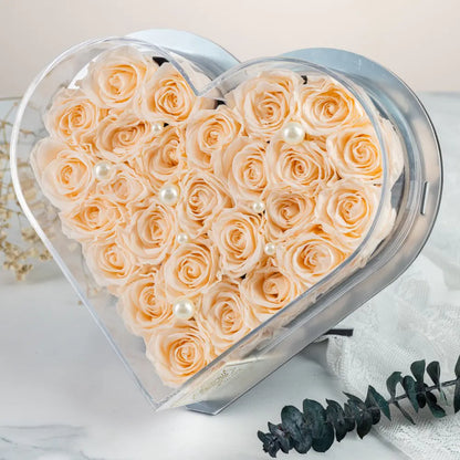 Acrylic Heart-Shaped Eternal Flower Box，20250507-9