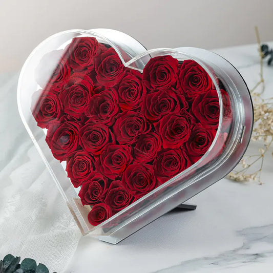 Acrylic Heart-Shaped Forever Flower Box