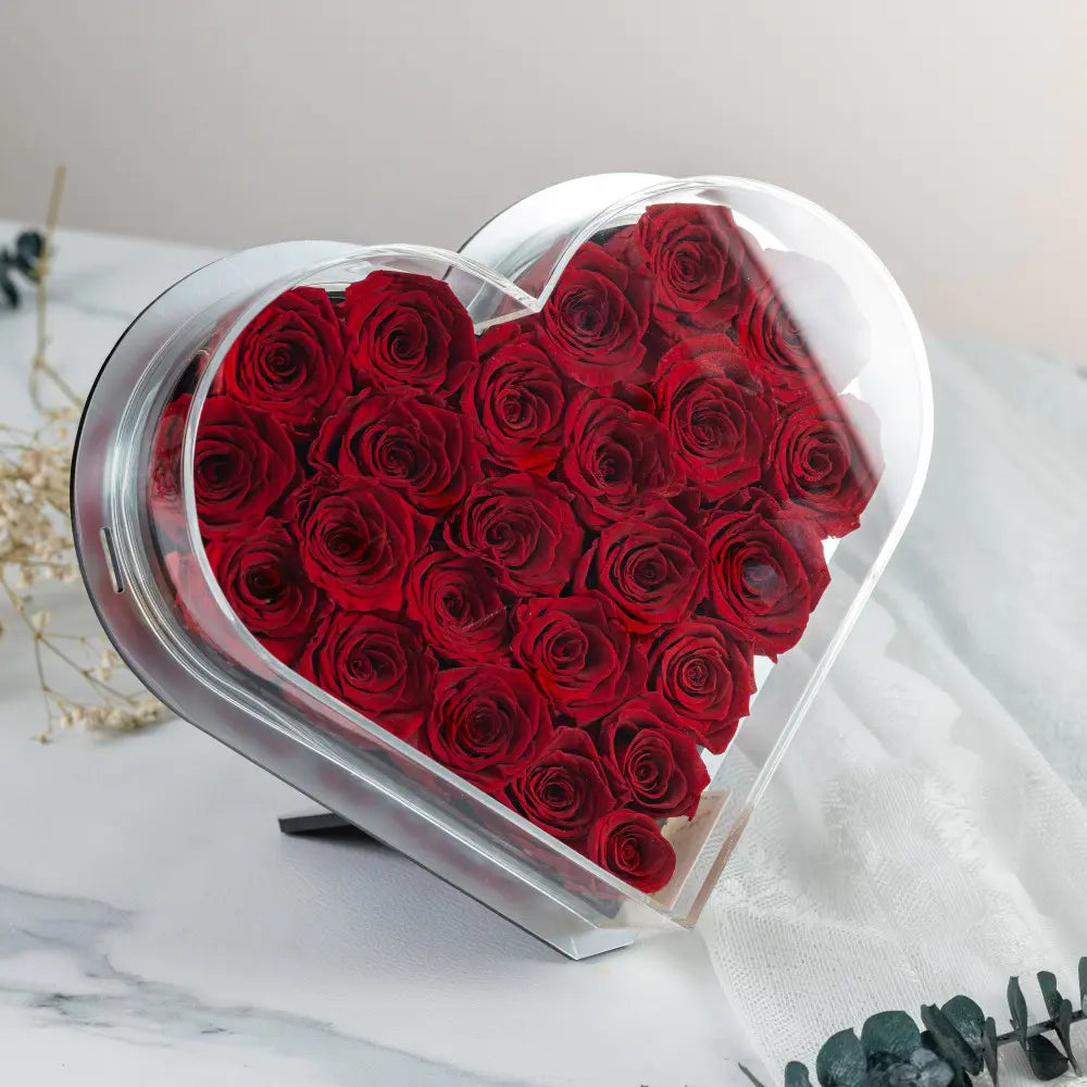 Acrylic Heart-Shaped Forever Flower Box，20250506-3