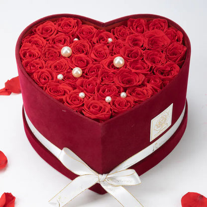 Bespoke Forever Roses, Large Heart Burgundy Gift Box