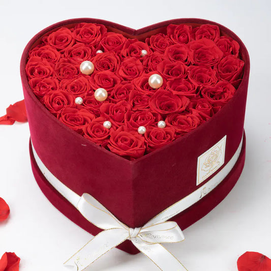 Bespoke Forever Roses, Large Heart Burgundy Gift Box