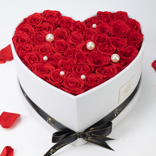 Bespoke Forever Roses, Large Heart White Gift Box