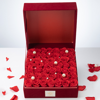 Bespoke Forever Roses | Large Square Burgundy Gift Box