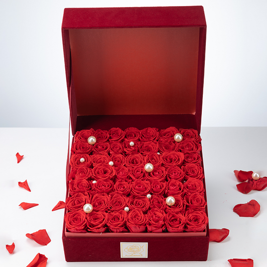 Bespoke Forever Roses | Large Square Burgundy Gift Box