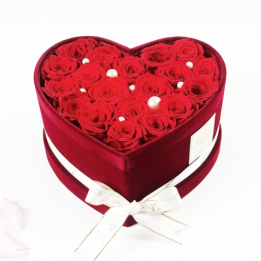Bespoke Forever Roses | Medium Heart Burgundy Gift Box